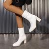 Spring Autumn Elastic Sock Ankle Boots for Women Square Toe Heeled Booties Trend 2025 Large Size Warm New In Woman Short Shoes