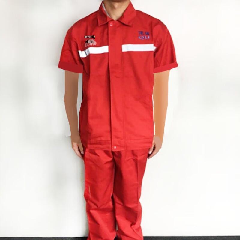 Jinbaiqi Short-Sleeve Workwear Set - Thin Red 4XL
