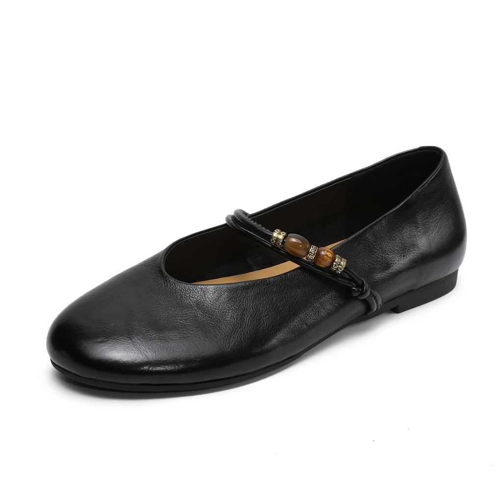2026 Spring and Summer New Retro One-word Belt Mary Jane Shoes Women's Super Soft Flat Bottom Shallow Mouth Single Shoes