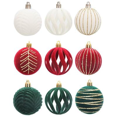 6 Stück/Set Samt-Weihnachtskugel-Anhänger Kunststoff Elegante Weihnachtsbaum-Dekorationskugeln Frohe Weihnachten Dekorationen