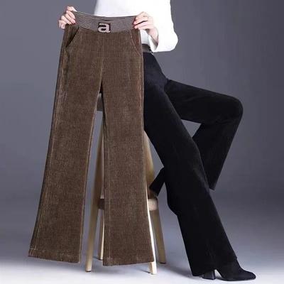 Plus Samt Chenille Weitbein Herbst und Winter Cord Hohe Taille Dicke Hose Locker Lässige Hose