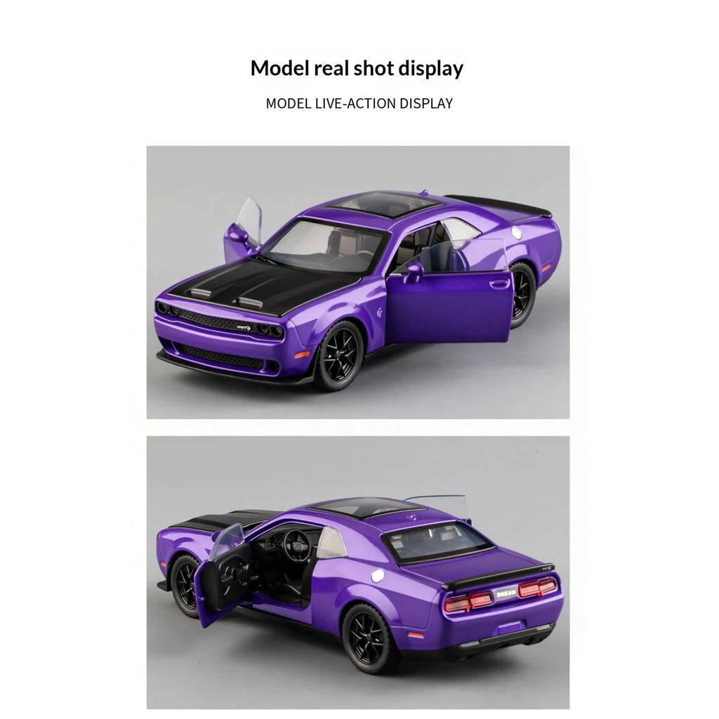 1/32 Dodge Challenger SRT Car Model Alloy Die-cast Simulation Hellcat Muscle Sports Car Model Boy Toy Car Holiday Birthday Gift
