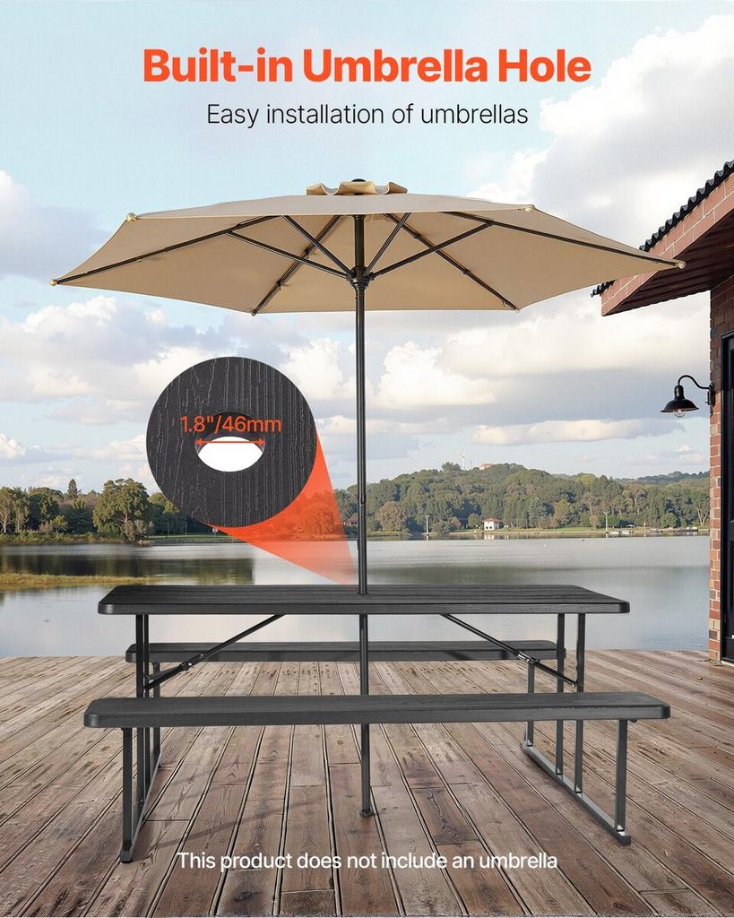 Picnic Table Foldable Steel Camping Table Chair Garden Indoor Outdoor