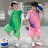 Boys' summer basketball suit set new 2026 mid to large children's summer short sleeved quick drying sports football suit trend