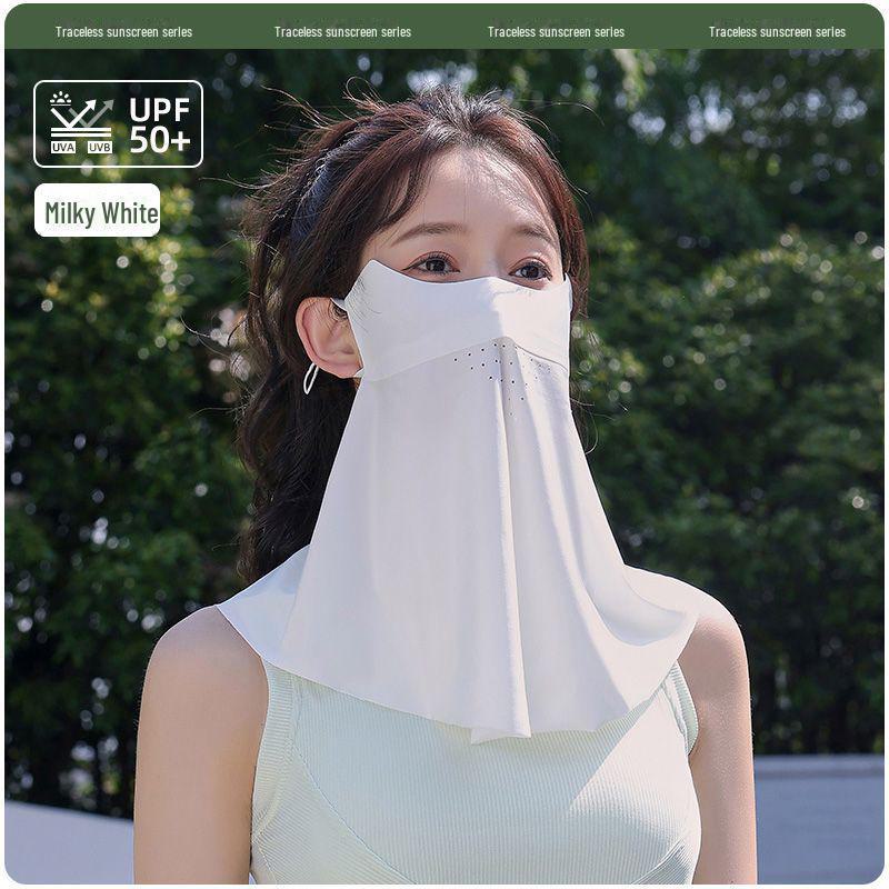 Maschera Solare da Donna in Seta Ghiaccio con Protezione UV per il Viso Completo e Copertura del Collo