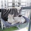 Foldable Shape Plush Cat Hammock Comfortable Metal Frame Hanging Cat Bed Detachable Washable Wall Mount Cat Nest Indoor Use