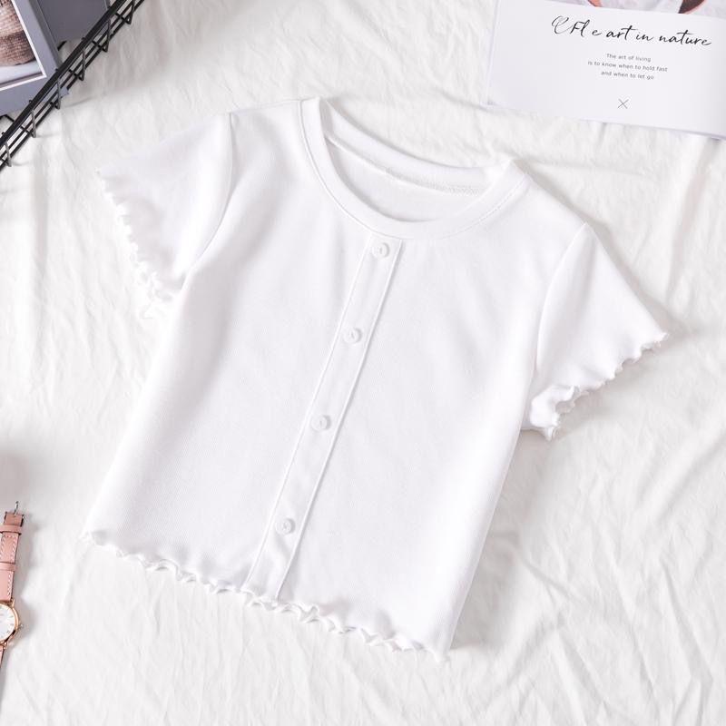 2024 Girls' Casual Solid Color Short-Sleeve T-Shirt