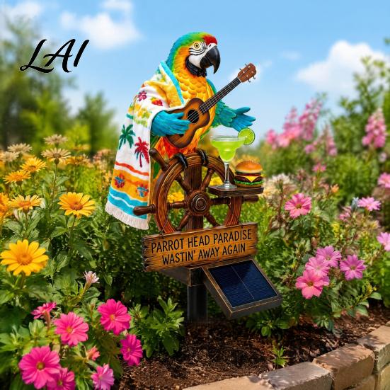 Lumière Animale Étanche Solaire Perroquet Lampe Piquet de Jardin avec Sculpture Automatique Marche/Arrêt Décoration Oiseau pour Patio Extérieur Chemin Paysage