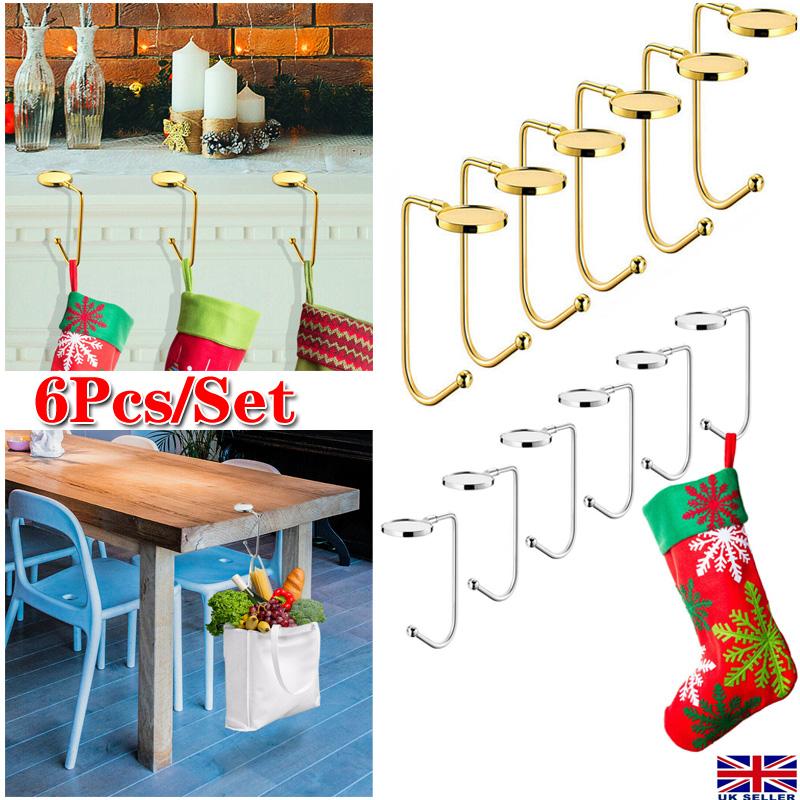 Buy 6x Christmas Stocking Hanger Holder Xmas Tree Decoration Metal Mantelpiece Hooks at