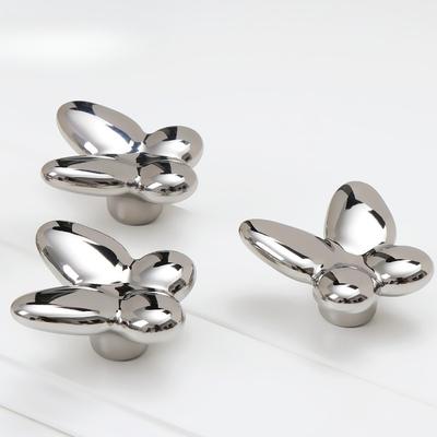 Electroplated Silver Ceramic Butterfly Hook Cabinet Door Handle Drawer Wardrobe Door Knob Cartoon Ceramic Butterfly Decoration