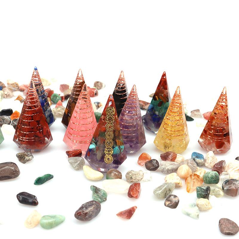 Hexagonal Seven-Color Crystal Stone Resin Pendulum Yoga Ornament