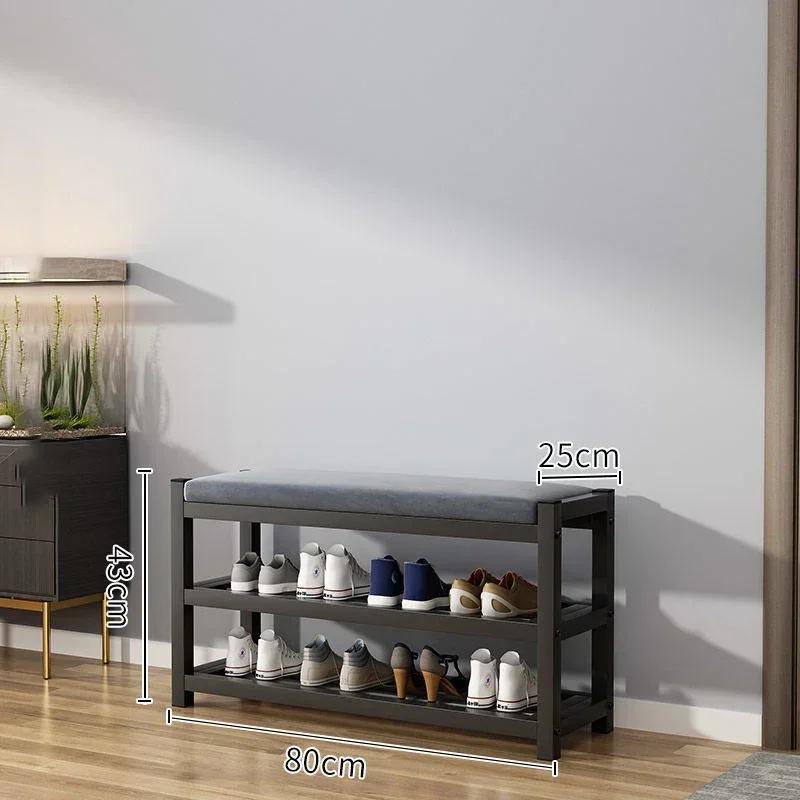 Changing Entryway Shoes Bench with Shoe Storage Cabinet Carbon Steel Shoe Rack for Hallway Seat Stool Space Saving Furniture