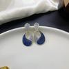Pinkdudu Vintage Drip Oil Blue Water Drop Zinc Alloy Earrings Simple Trendy Stud Earrings Women PD2372