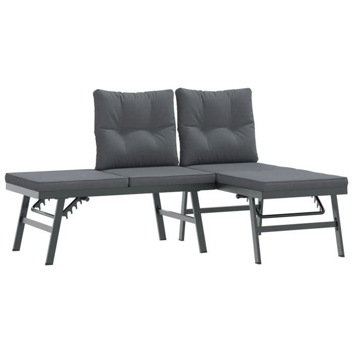 VidaXL Ensemble de bancs de jardin avec coussins 3 pcs noir, ensemble de meubles d’extérieur, ensemble de pique-nique de 3283710