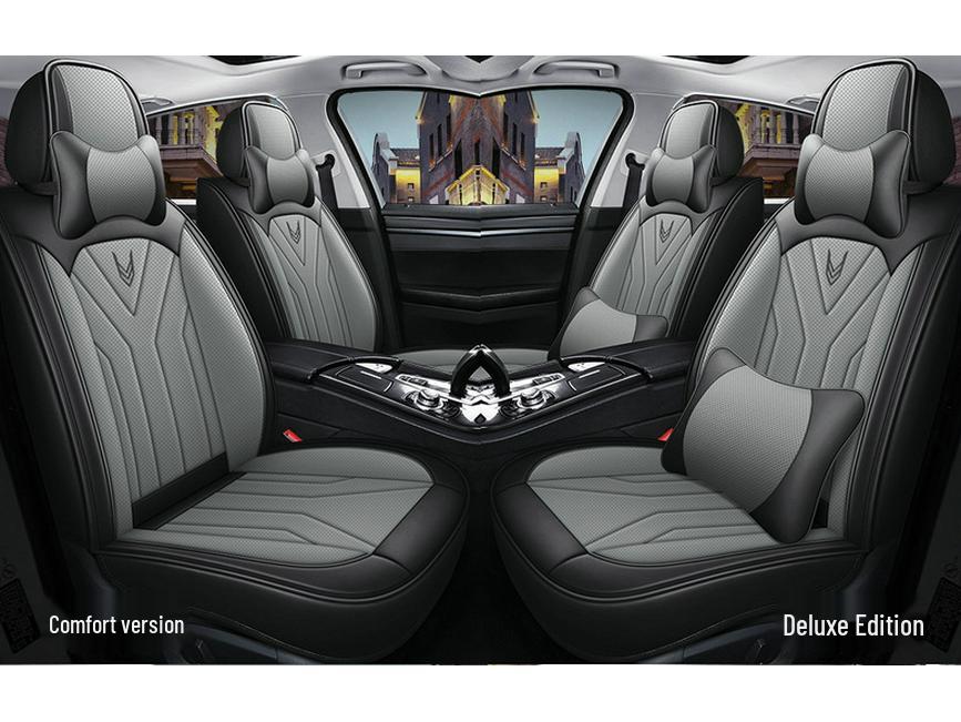 Universal Nappa Leather Car Seat Cushion and Cover - All-Season Full Surround Design