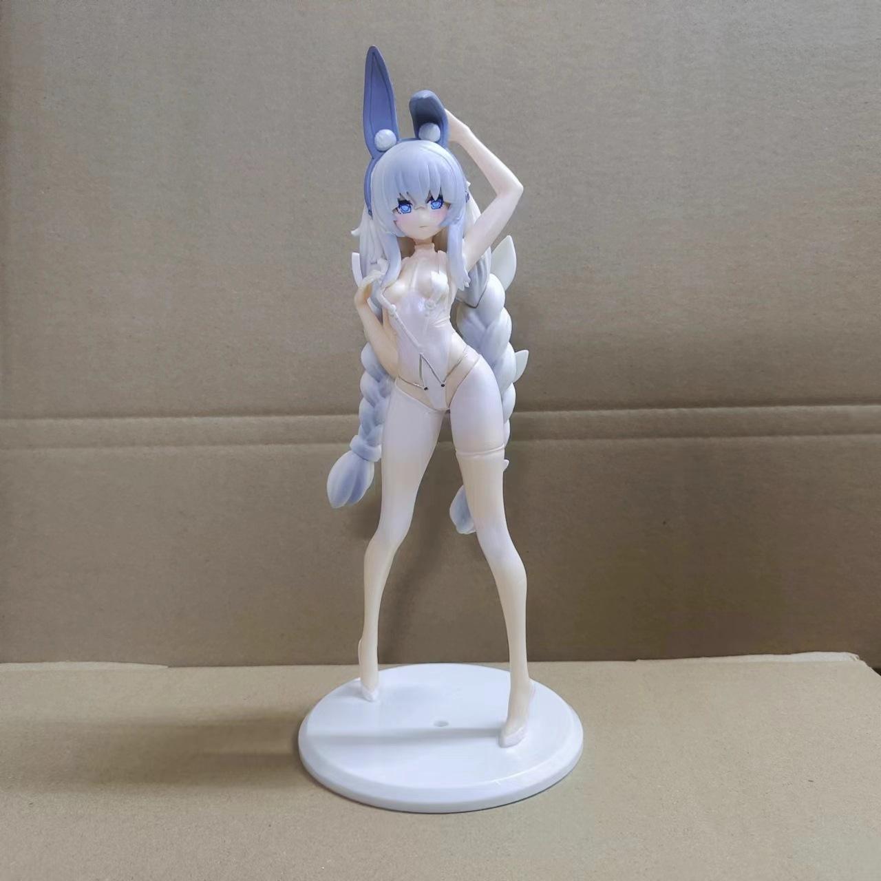 

26CM New Anime Azur Lane MNF Le Malin white rabbit Q version kawaii Standing posture Figure PVC Model Toys Doll Ornaments Gifts