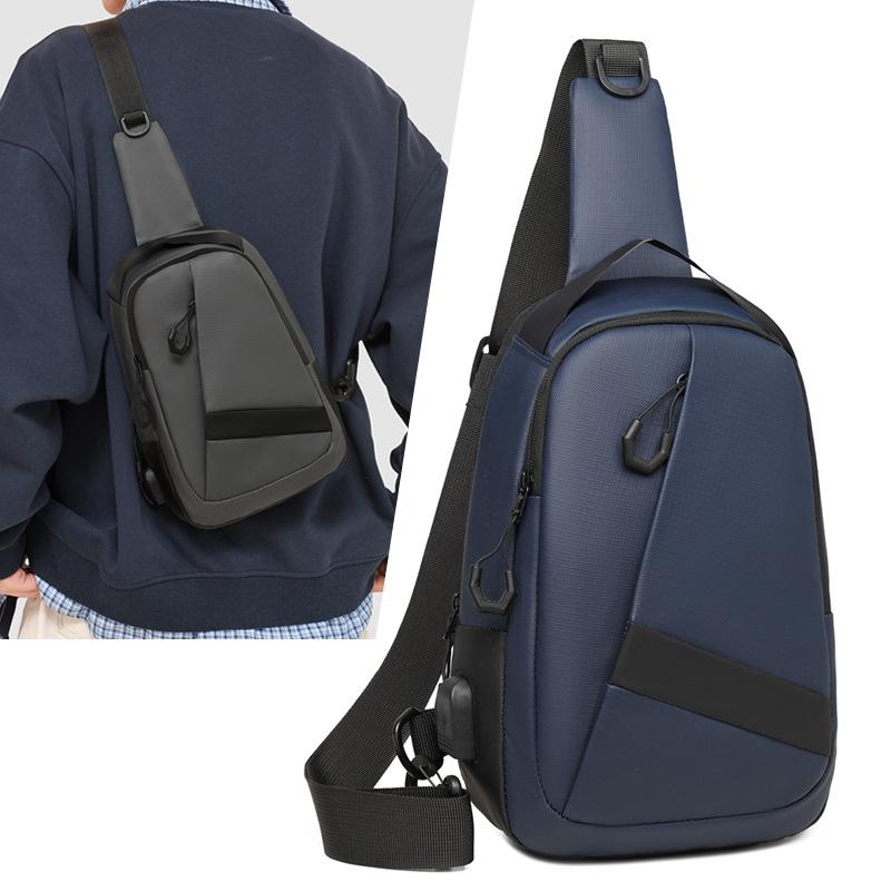 

Новая мужская модная повседневная деловая нагрудная сумка, одноплечная сумка кросс-боди, дорожная сумка большой вместимости, простая спортивная сумка синий