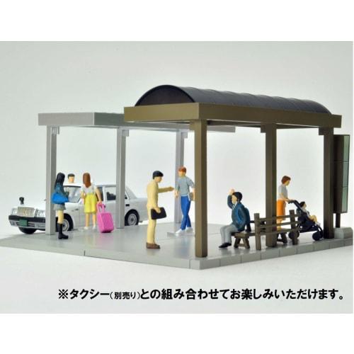 TOMYTEC DioColle 64 1/64 #CarSnap 05a Bus Stop ABS Accessories & PVC Doll & Small Item Set (Assembled)