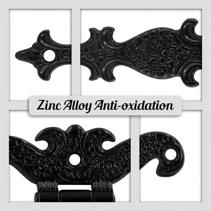 4pcs Heavy Duty T-Hinges - Vintage Black Decorative Metal Hinges for Barn Doors, Powder Coated, Screws Included, Easy Installation with Accessories