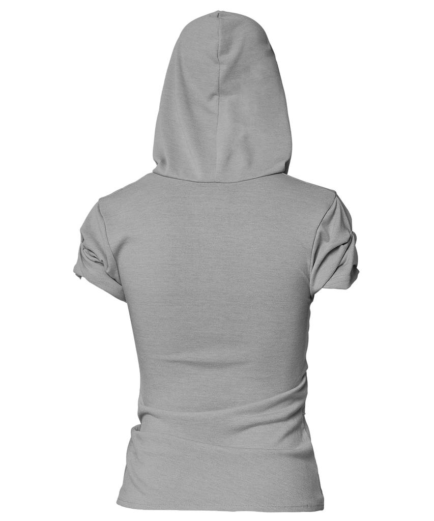 Asymmetrical Draped Hoodie (Fl-127_Gray)