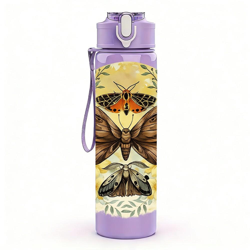 1PC Vintage Butterfly Specimen Art Print 750ml Color Plastic Sports Water Bottle Leakproof Flip Straw Lid Suitable for Sports Office Home Use