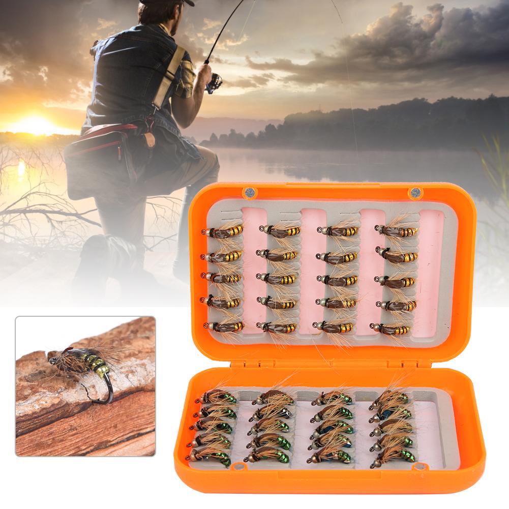 40pcs High Carbon Steel Hook Insects Flies Fishing Lures Bait Fishing Tackle Accessory