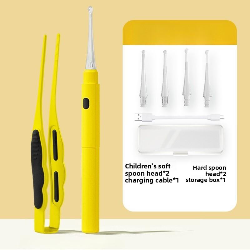 Luminous Ear Cleaner Set LED Light Earwax Clip Ear Wax Removal Silicone Earscoop Picking Tweezers Ear Care Tool USB Charging