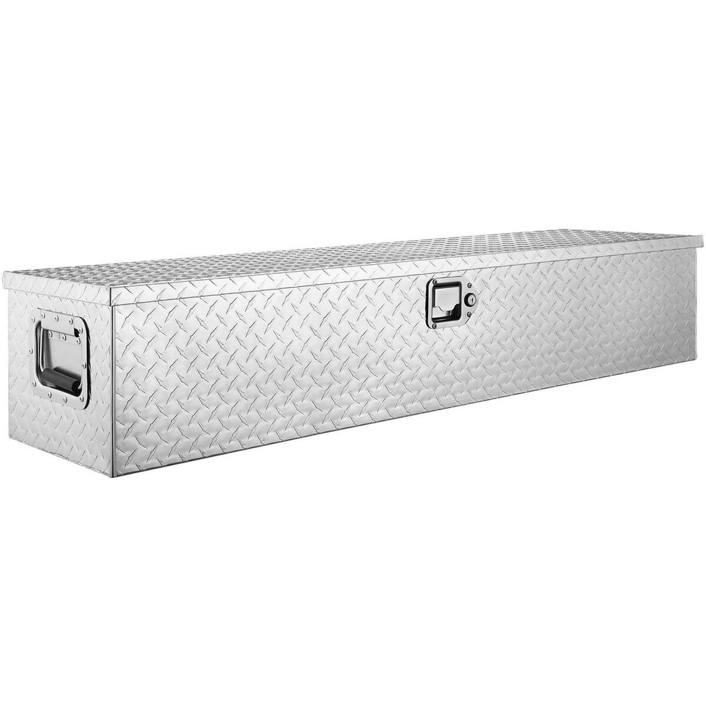 Robuste Aluminium-Ladeflächen-Werkzeugkiste, Werkzeugkiste mit Riffelblech, Seitengriff und Schlüsseln, Aufbewahrungs-Werkzeugkiste Organizer für Pickups, LKW