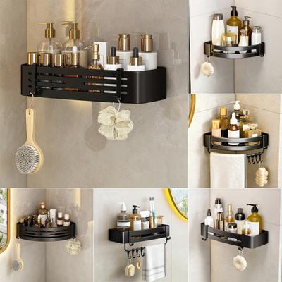 Lagerregal Aluminiumlegierung Metallkörper Korrosionsbeständig Eckregal Wandmontage Dreieckiges Design Küche Badezimmer Regal