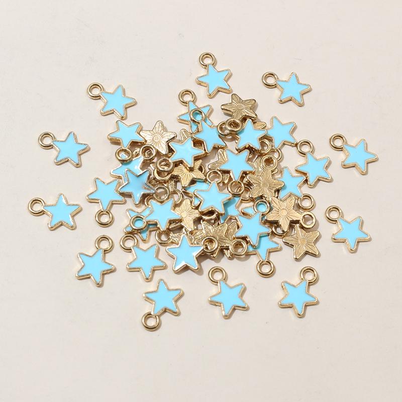 100pcs 6x8mm Enamel Small Stars Charms Pendant 9-colors Zinc Alloy Metal DIY Jewelry Making Accessories for Bracelet Necklace