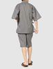 Comme Ca Men's Shijira Stripe Jinbei (with name tag and pocket), Gray, Size M (Japan M)