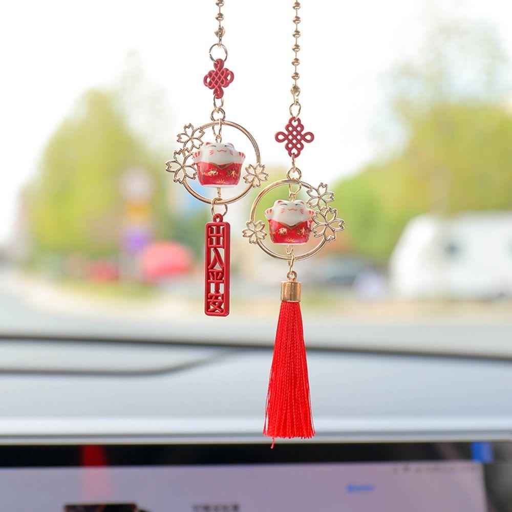 DIY Trinkets Lucky Cat Pendants Room Decoration Auto Rearview Mirror Pendant Car Hanging Pendants