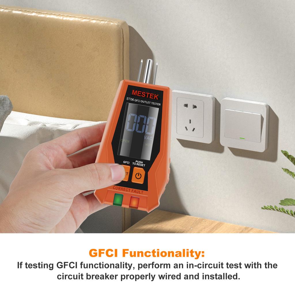 Electrical Outlet Tester US Plug 7Inch Display 3-Wire Circuit Tester Easy Read Socket Tester Detector Digital GFCI Outlet Tester