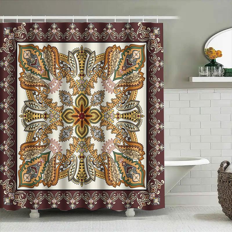 Eleganter Floral Paisley Duschvorhang Für Badezimmer Dekoration Vintage Boho Küche Bad Zimmer Dekoration Mit Quasten Weinrot