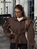 Boutique Design Aesthetic Autumn & Winter Loose Fit Slimming Belted Long Sleeve Stand Collar Commute Versatile Windbreaker Jacket