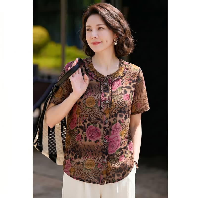 Haoyi Retro Floral Print Summer Top 3XL