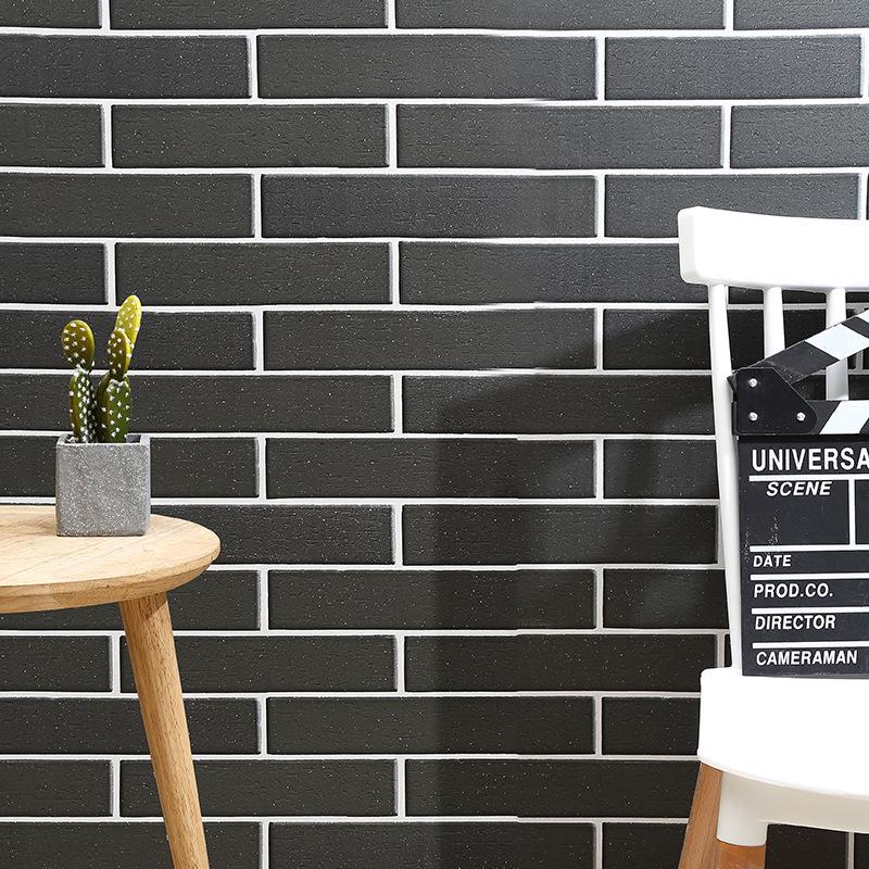 Black Retro Brick Wallpaper: Self-Adhesive, Waterproof, Moisture-Proof, Antique Tile Wall Sticker