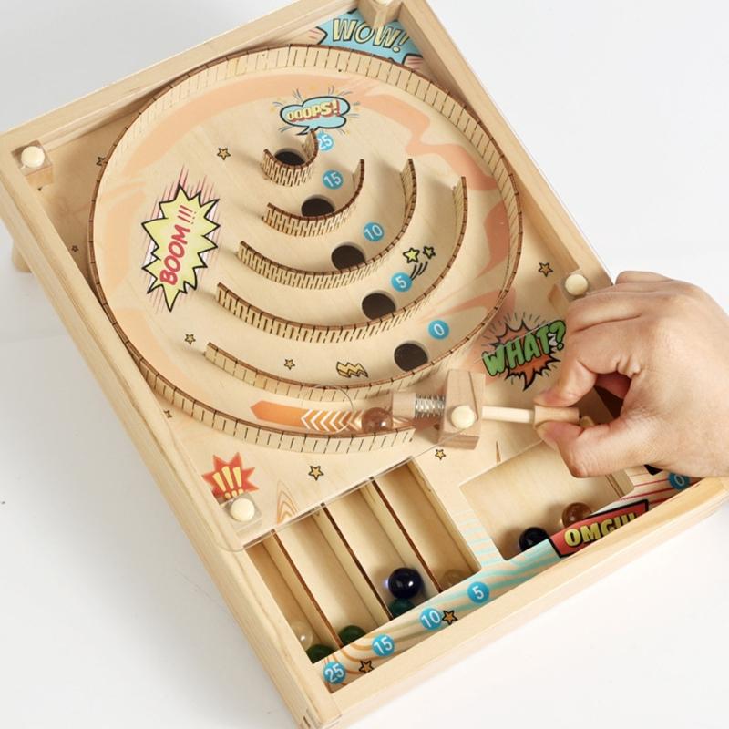 Colorful Wooden Marble Runs Toy Rolling Ball Game Toy for Children Kids Creative 3D Track Building Spatial Awareness