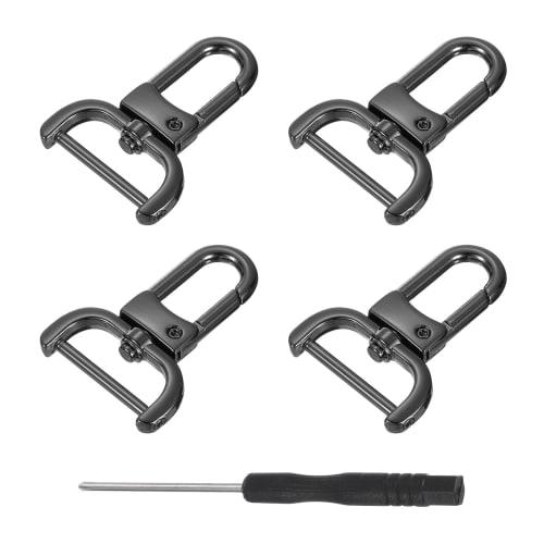 

uxcell 4-Piece Swivel Rasp Hooks, 25mm (1 ) D-Ring Detachable Snap Hooks Metal Lobster Claw Hooks with Screwdriver for Wallet Keychain DIY Crafts, Bla