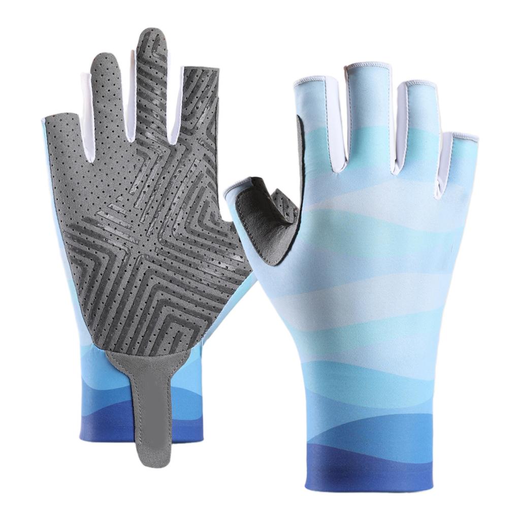 UPF50+ Sun Protection Gloves for Fishing Hiking Comfortable Angler Fingerless Gloves Breathable Anti-Slip Elastic Gloves