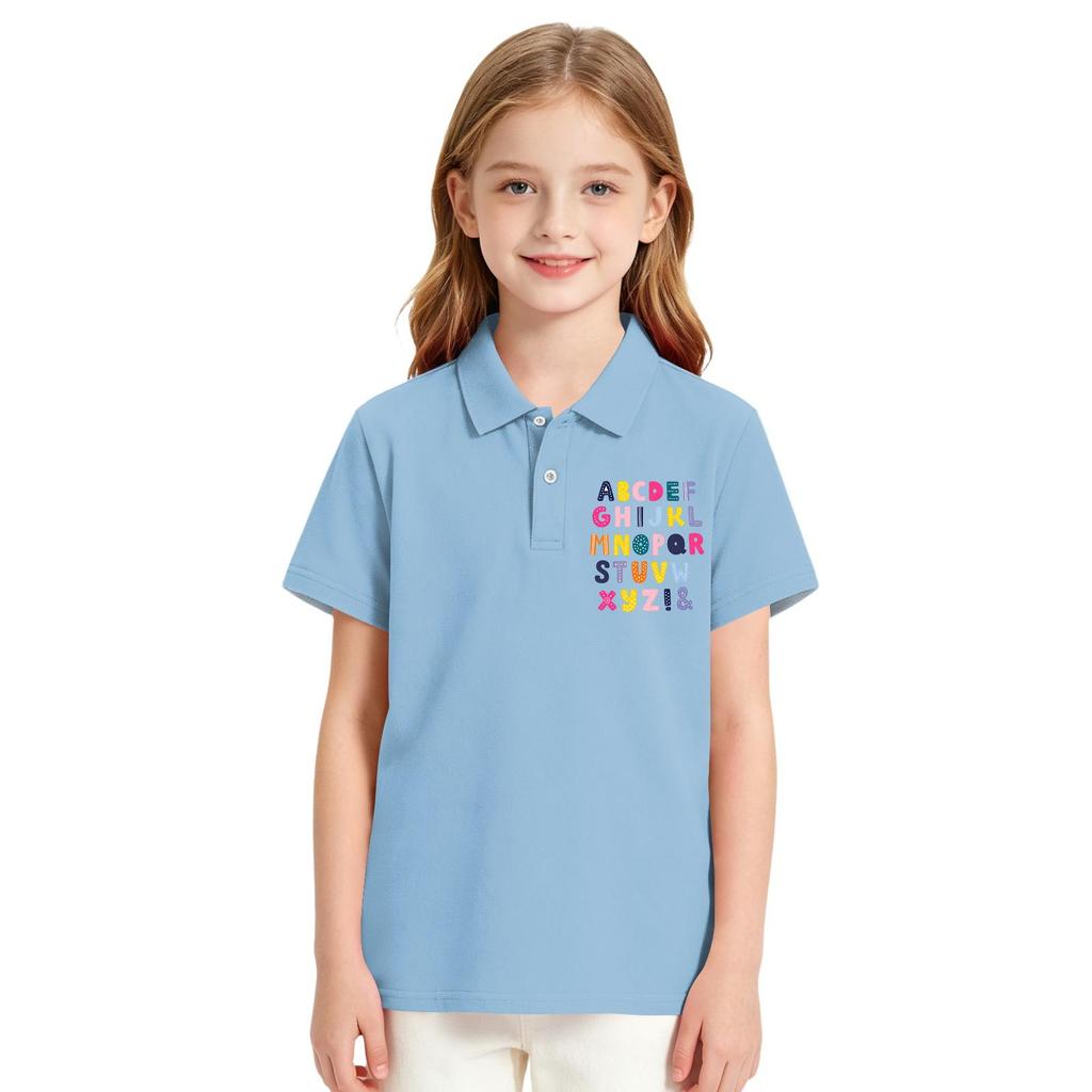 Girls Short Sleeve T-Shirt for School Uniform - Printed Casual Tee Back To School