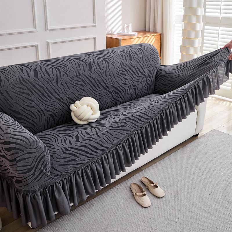 Polar Fleece Skirted Sofa Cover New Four Person Protective Cover Universal Anti Cat Scratch Elastic Sofa Cover