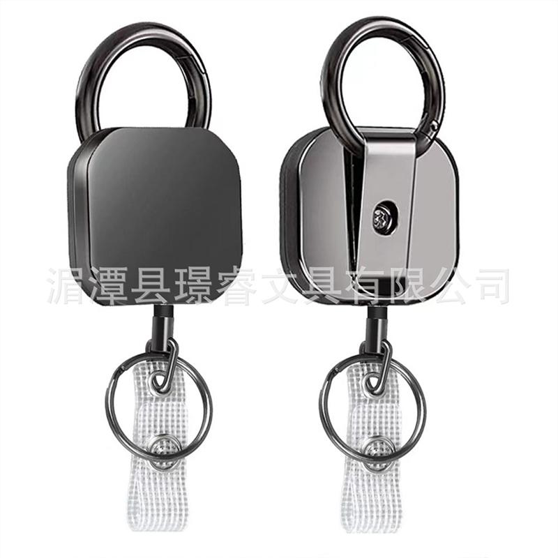 

2Pcs Square Accesorios Para Auto Key Chain Anti Loss and Easy To Pull Buckle of Retractable Key Chain Belt Badge Reel Clip