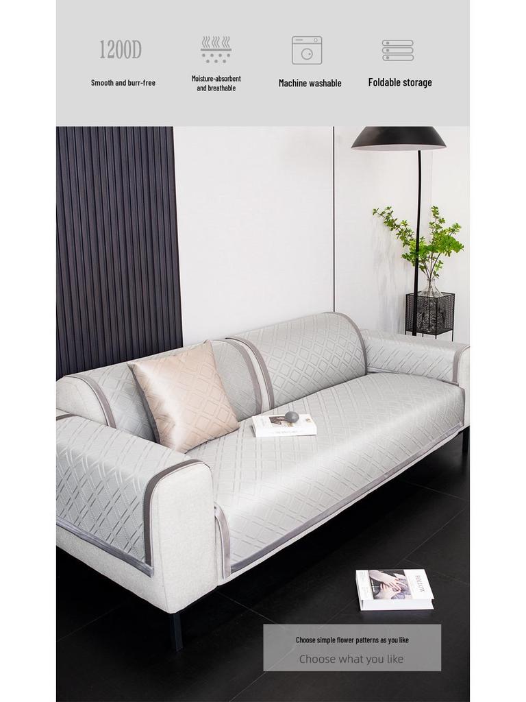 Luxuriöses Modernes Rutschfestes Sofakissen aus Eisseide - Kühle Minimalistische Sommer-Sitzauflage