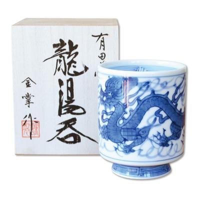 Luxury Arita Hasami Handwritten Large Yumi Tea Wooden Box Teacup, Teacup, Ware, Ware, Dragon, Tomiryu, Size, Bowl,