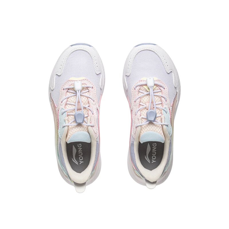 Li Ning Kinder Sport Lifestyle Serie Mode Bequem Vielseitig Stoßdämpfung Rebound Low Top Freizeitschuhe Kinder Sneaker Weiß Blau YKNV048-2