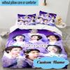 Custom Name 3PCS Colorful Cartoon K-pop Characters Bedding Set, Including 1pc Duvet Cover And 2pcs Pillowcases, Suitable for Dorms and Bedrooms Gift