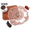 Soft Macaron Color Tableware Retro Oval Lace Doily, Embroidered Rose Placemat, Elegant Floral Table Washable Linens Mat, Decorative Doilies for Dining