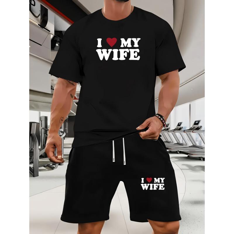 

Printed men s short-sleeved T-shirt and waisted shorts 2-piece casual sports regular tops and pants set, suitable for spring and summer matching 8XL