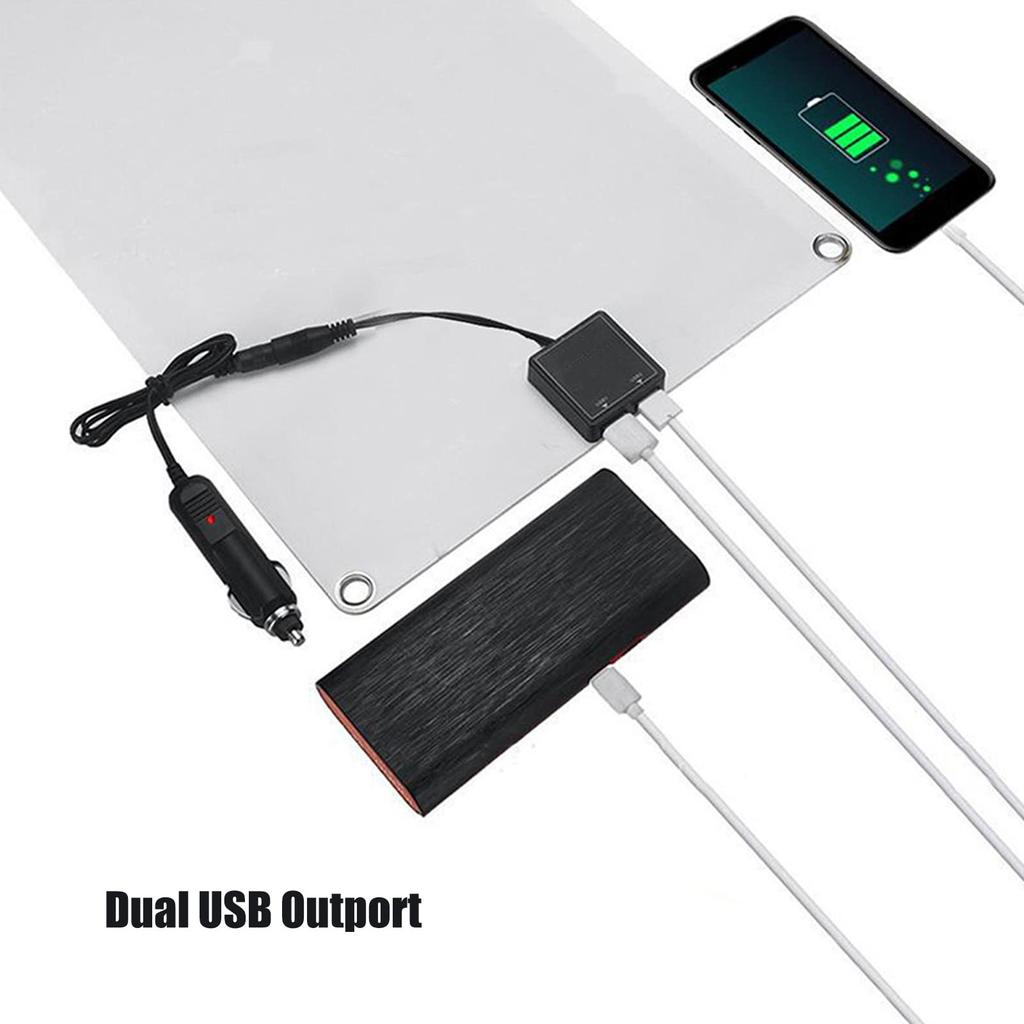 EVTSCAN Portable 50W Solar Panel Solar Charging with Dual Outlet USB Foldable Flexible Monocrystalline Silicon Outdoor Solar Panel Charger - Ports,